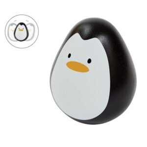 בובת פינגווין בצורת ביצה, בצבעי שחור לבן עם ציור של מקור צהוב
