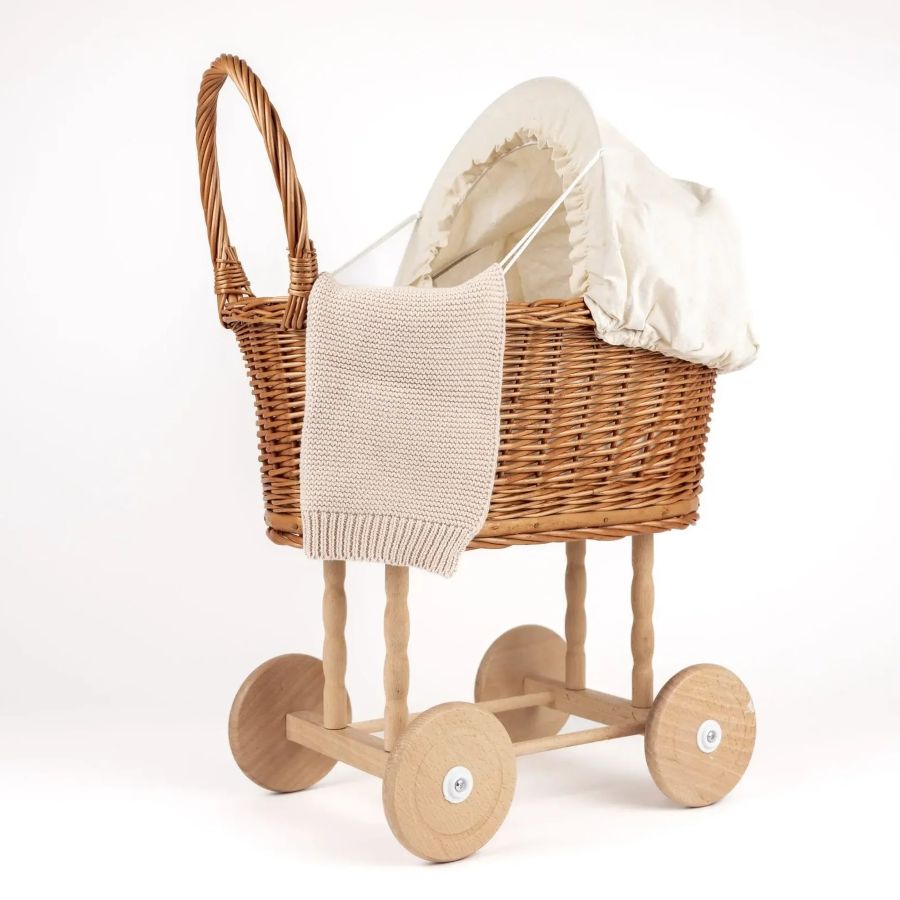 עגלת בובה מנצרים Eggshell - עם שמיכה סרוגה – תמונה 6