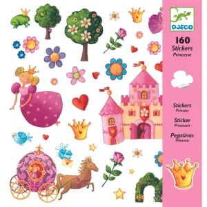 ערכת מדבקות Djeco - Metallic Stickers עם פס כיתוב בצד ימין בצבע ורוד