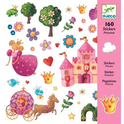 ערכת מדבקות Djeco - Metallic Stickers עם פס כיתוב בצד ימין בצבע ורוד