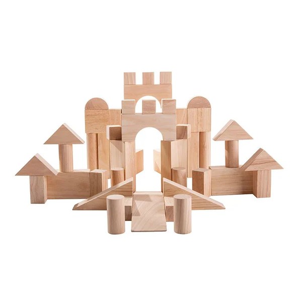 דוגמה לבניית טירה באמצעות הבלוקים - בצבע עץ טבעי