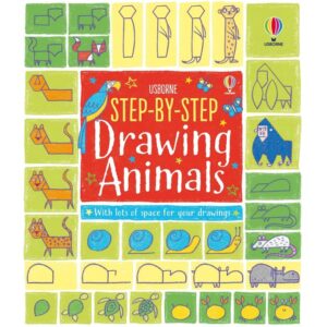 כריכת הספר עם הכיתוב Step-by-Step Drawing Animals with lots of space for your drawings