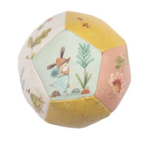 כדור רך לתינוקות ופעוטות, בגווני פסטל עם ציורי חיות
